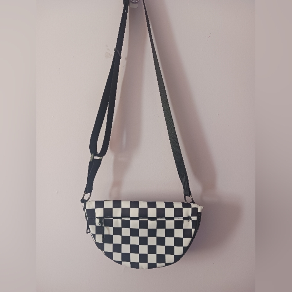 New Checkerboard Crossbody Bag - Black & White